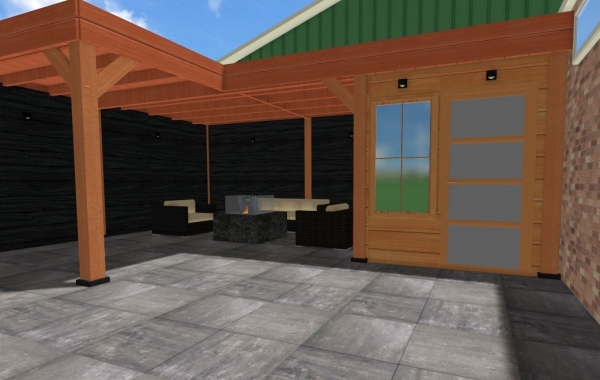 Kramer Houtbewerking 3D ontwerp overkapping en schuur Kramer Houtbewerking 3D ontwerp overkapping en schuur